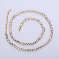 304 Stainless Steel 18K Gold Plated Simple Style Shiny Inlay Solid Color Artificial Rhinestones Necklace main image 7
