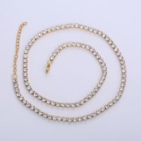 Acier Inoxydable 304 Plaqué Or 18K Style Simple Brillant Incruster Couleur Unie Strass Artificiels Collier main image 7