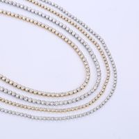 304 Stainless Steel 18K Gold Plated Simple Style Shiny Inlay Solid Color Artificial Rhinestones Necklace main image 9
