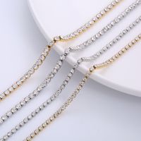 304 Stainless Steel 18K Gold Plated Simple Style Shiny Inlay Solid Color Artificial Rhinestones Necklace main image 1