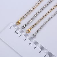 304 Stainless Steel 18K Gold Plated Simple Style Shiny Inlay Solid Color Artificial Rhinestones Necklace main image 8