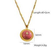 304 Stainless Steel Natural Stone 14K Gold Plated IG Style Vintage Style British Style Inlay Round Star Natural Stone Pendant Necklace sku image 1