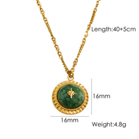 304 Stainless Steel Natural Stone 14K Gold Plated IG Style Vintage Style British Style Inlay Round Star Natural Stone Pendant Necklace sku image 2