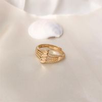 Copper 18K Gold Plated Elegant Simple Style Hollow Out Solid Color Open Rings main image 4