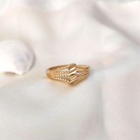 Copper 18K Gold Plated Elegant Simple Style Hollow Out Solid Color Open Rings main image 1