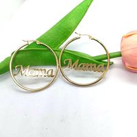 1 Pair MAMA Simple Style Classic Style Round Letter Hollow Out 201 Stainless Steel 18K Gold Plated Earrings main image 3