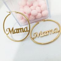 1 Pair MAMA Simple Style Classic Style Round Letter Hollow Out 201 Stainless Steel 18K Gold Plated Earrings main image 1