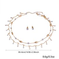 Copper 18K Gold Plated Simple Style Shiny Beaded Inlay Round Trapezoid Glass Zircon Jewelry Set main image 2
