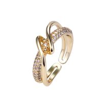 Copper 18K Gold Plated Elegant Luxurious Plating Inlay Geometric Zircon Open Rings main image 3