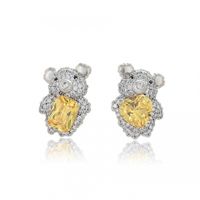 1 Pair Cute XUPING Bear Plating Inlay Copper Artificial Gemstones White Gold Plated Ear Studs main image 2
