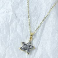 Sterling Silver Gold Plated Basic Simple Style Classic Style Plating Inlay Star Beetles Artificial Crystal Pendant Necklace sku image 1