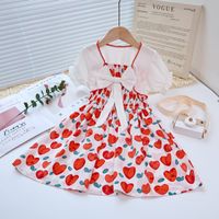 Casual Cute Heart Shape Bow Knot Chiffon Girls Dresses sku image 2