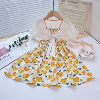 Casual Cute Heart Shape Bow Knot Chiffon Girls Dresses sku image 14