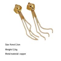 1 Pair Casual Ethnic Style Human Face Lock Chain Laser Carving Metal Copper Brass Drop Earrings sku image 3