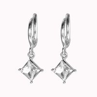 1 Pair IG Style Shiny Rhombus Inlay Metal Crystal Drop Earrings main image 5