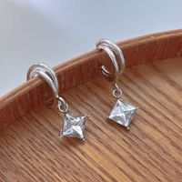 1 Pair IG Style Shiny Rhombus Inlay Metal Crystal Drop Earrings main image 1
