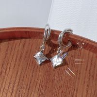 1 Pair IG Style Shiny Rhombus Inlay Metal Crystal Drop Earrings main image 3