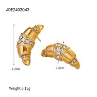 1 Pair IG Style Simple Style Claw Bag Inlay 316 Stainless Steel  Rhinestones 18K Gold Plated Ear Studs main image 2