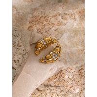 1 Pair IG Style Simple Style Claw Bag Inlay 316 Stainless Steel  Rhinestones 18K Gold Plated Ear Studs main image 6