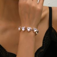 Simple Style Shiny Heart Shape Alloy Inlay Rhinestones Women's Bracelets sku image 1