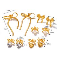 1 Pair Sweet Simple Style Heart Shape Bow Knot Polishing Pearl 304 Stainless Steel 18K Gold Plated Drop Earrings main image 2