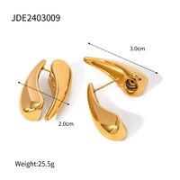 1 Pair IG Style Simple Style Water Droplets 316 Stainless Steel  18K Gold Plated Ear Studs main image 2