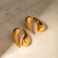 1 Pair IG Style Simple Style Water Droplets 316 Stainless Steel  18K Gold Plated Ear Studs main image 4