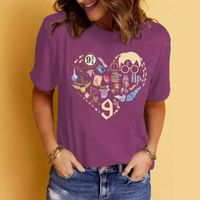 Femmes T-Shirt Manche Courte T-shirts Impression Vêtement De Rue Dessin Animé Forme De Cœur main image 4