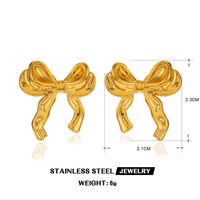 1 Pair Sweet Simple Style Heart Shape Bow Knot Polishing Pearl 304 Stainless Steel 18K Gold Plated Drop Earrings sku image 1