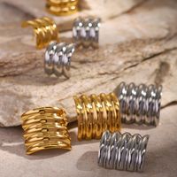 1 Pair IG Style Modern Style Classic Style Waves Solid Color Spiral Stripe Plating 304 Stainless Steel 18K Gold Plated Ear Studs main image 1