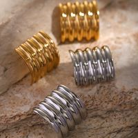 1 Pair IG Style Modern Style Classic Style Waves Solid Color Spiral Stripe Plating 304 Stainless Steel 18K Gold Plated Ear Studs main image 4