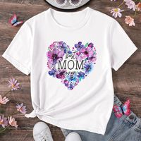 Simple Style Letter Heart Shape Flower Polyester T-shirts & Blouses main image 1