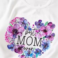 Einfacher Stil Brief Herzform Blume Polyester T-Shirts & Blusen main image 4