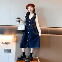 Casual Retro Solid Color Polyester Girls Dresses main image 1