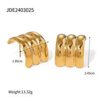 1 Pair IG Style Modern Style Classic Style Waves Solid Color Spiral Stripe Plating 304 Stainless Steel 18K Gold Plated Ear Studs sku image 3