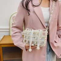 Women's Small Pearl Solid Color Elegant Classic Style Beading Hollow String Crossbody Bag main image 5