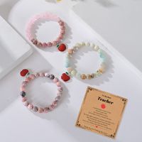 IG Style Simple Style Apple Natural Stone Titanium Steel Beaded Enamel Inlay Zircon Women's Bracelets main image 3