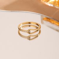 Titanium Steel Copper 18K Gold Plated Simple Style Hollow Out Inlay Geometric Zircon Open Rings main image 5