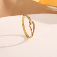 Titanium Steel Copper 18K Gold Plated Simple Style Hollow Out Inlay Geometric Zircon Open Rings sku image 1