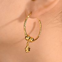 1 Piece Basic Bridal Classic Style Round Flower Copper 18K Gold Plated Hoop Earrings sku image 1
