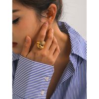 IG Style Simple Style Water Droplets 304 Stainless Steel 18K Gold Plated Rings In Bulk main image 5