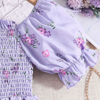 Elegant Princess Pastoral Ditsy Floral 3D Print Cotton Blend Girls Dresses main image 3