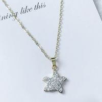 Sterling Silver Cute Sweet Simple Style Plating Inlay Four Leaf Clover Star Artificial Crystal Pendant Necklace main image 7