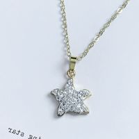 Sterling Silver Cute Sweet Simple Style Plating Inlay Four Leaf Clover Star Artificial Crystal Pendant Necklace sku image 2