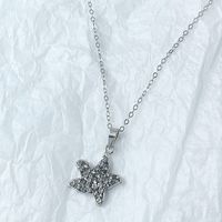 Sterling Silver Cute Sweet Simple Style Plating Inlay Four Leaf Clover Star Artificial Crystal Pendant Necklace main image 1