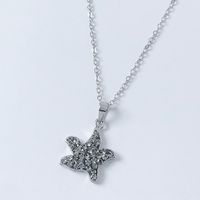 Sterling Silver Cute Sweet Simple Style Plating Inlay Four Leaf Clover Star Artificial Crystal Pendant Necklace sku image 1