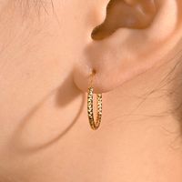 1 Piece Elegant Lady Bridal Round Copper Gold Plated Hoop Earrings sku image 1