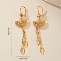 1 Pair Elegant Bridal Geometric Tassel Inlay Copper Zircon Gold Plated Drop Earrings main image 2