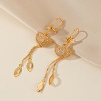 1 Pair Elegant Bridal Geometric Tassel Inlay Copper Zircon Gold Plated Drop Earrings main image 1
