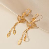 1 Paire Élégant De Mariée Géométrique Gland Incruster Le Cuivre Zircon Plaqué Or Boucles D'oreilles main image 1